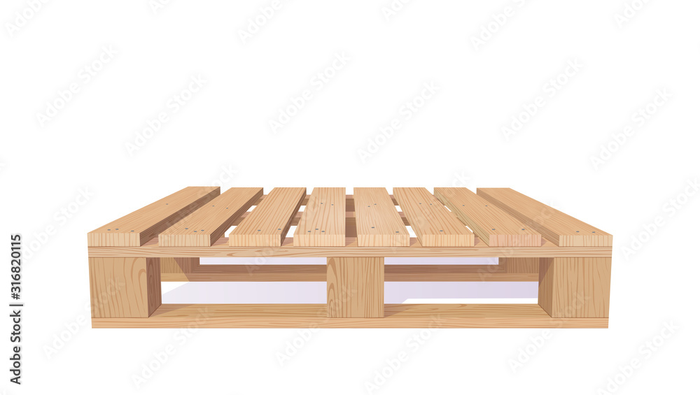 Wooden Pallet. Perspective View. 3d Vector Photo Realistic Illustration Isolated On White Background Wooden Pallet. Perspective View. 3d Vector Photo Realistic Illustration Isolated On White Background