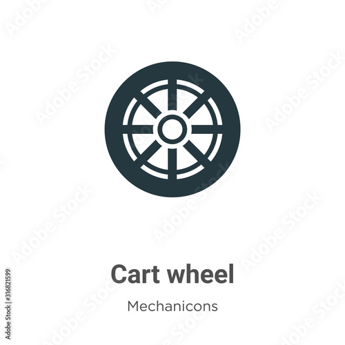Cart wheel glyph icon vector on white background. Flat vector cart wheel icon symbol sign from modern mechanicons collection for mobile concept and web apps design.