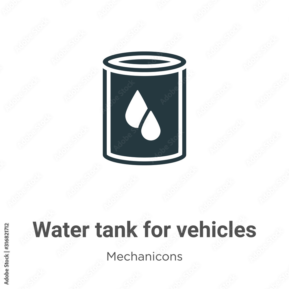 Water tank for vehicles glyph icon vector on white background. Flat ...