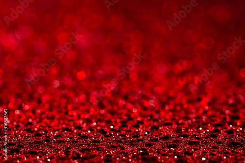 valentines day red background bokeh lights, christmas and wedding celebration, love bokeh shiny confetti textured layout