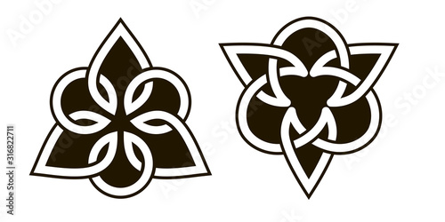 Set of celtic knots. Traditional celtic ornament elements isolated, design black and white. Vector illustration
