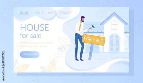 House for Sale Flat Vector Web Banner Template