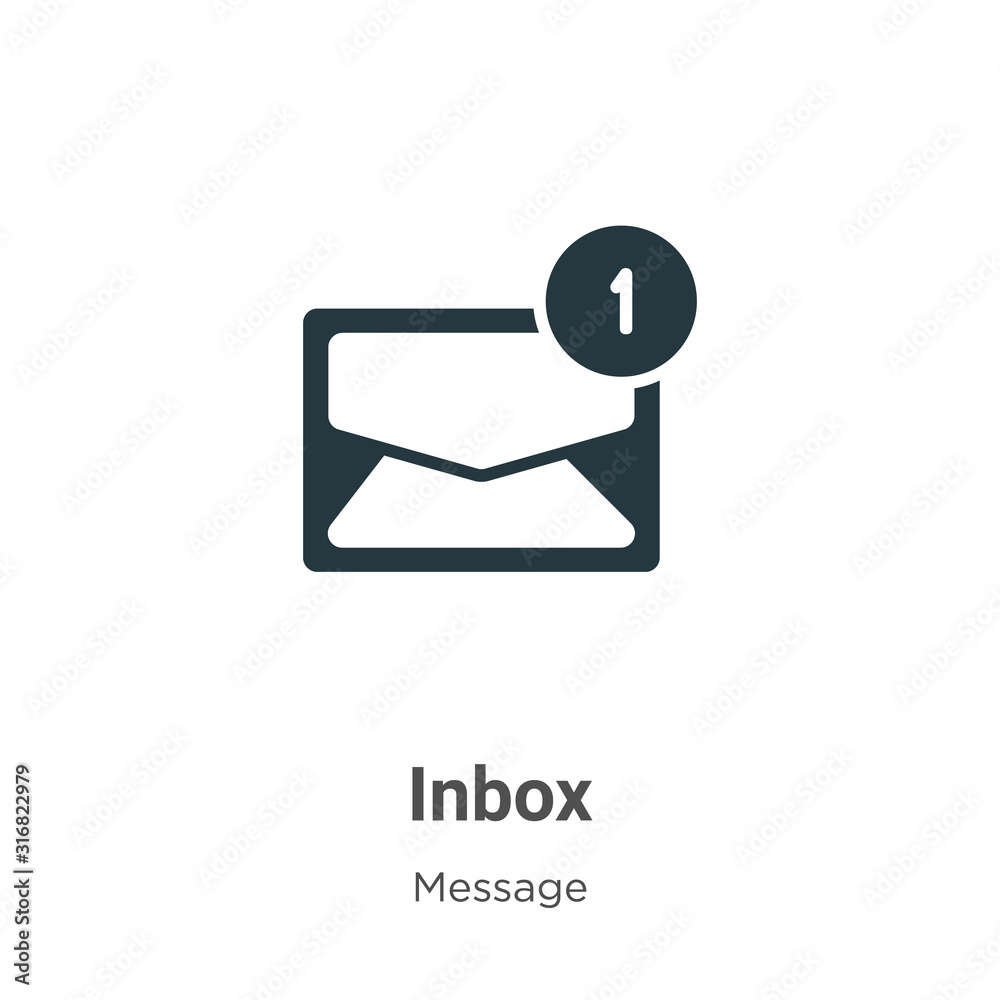 Vecteur Stock Inbox glyph icon vector on white background. Flat vector ...