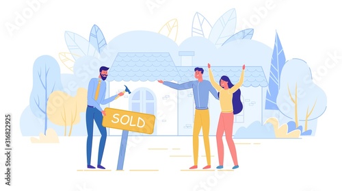 Realtor with Couple Owner Hammer Plaque with Sold