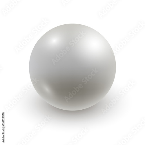 Pearl isolated on white background. Vector 3d object, natural gemstone, realistic illustration