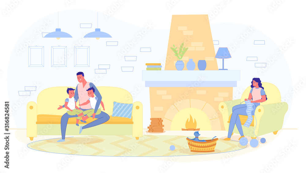 Banner Parents Spend Time with Children Cartoon. Banner Parents Spend Time with Children Cartoon.