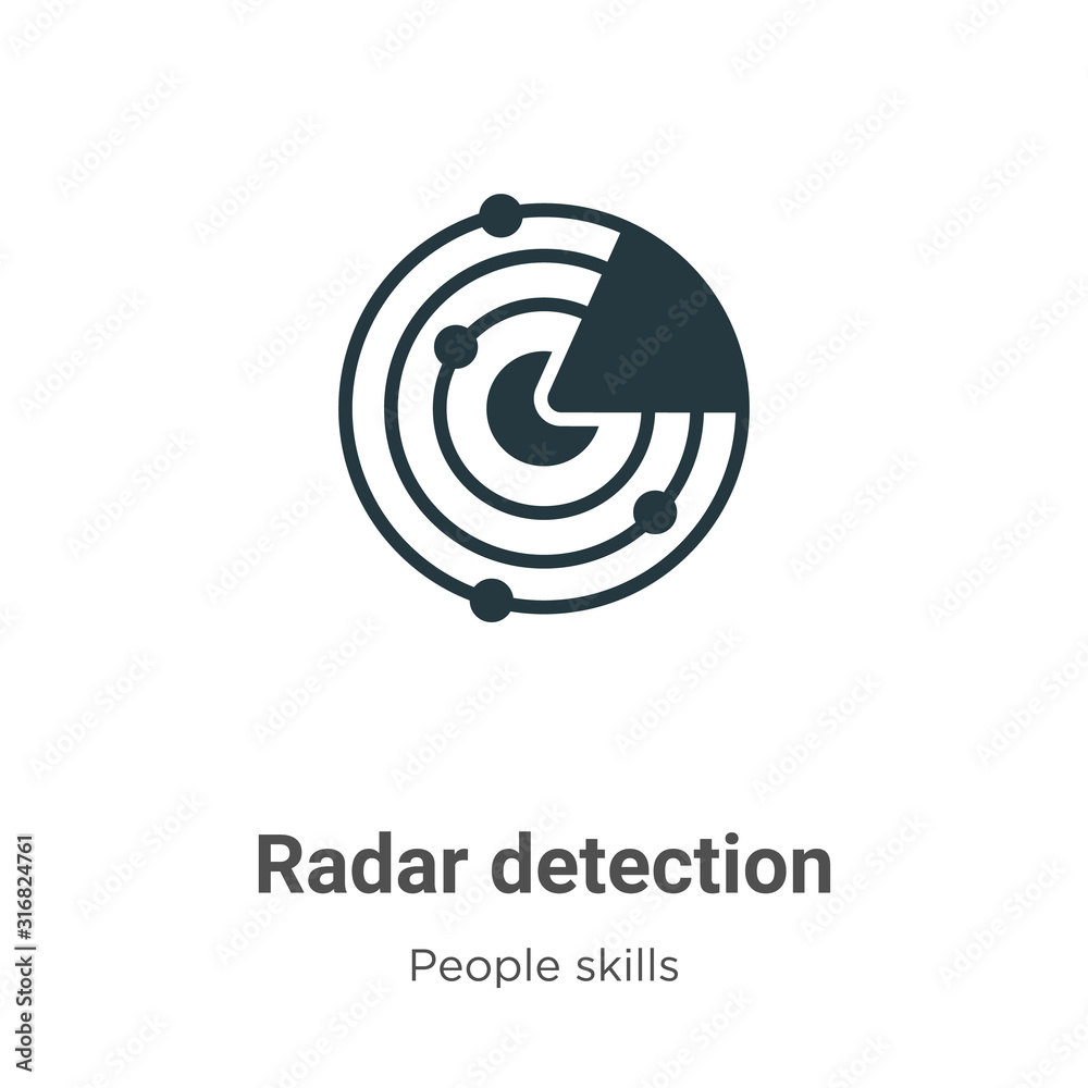 Radar detection glyph icon vector on white background. Flat vector