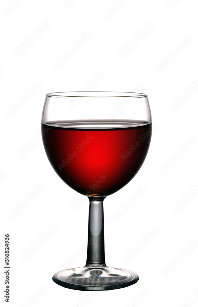 glass goblet with red wine on a white background glass goblet with red wine on a white background
