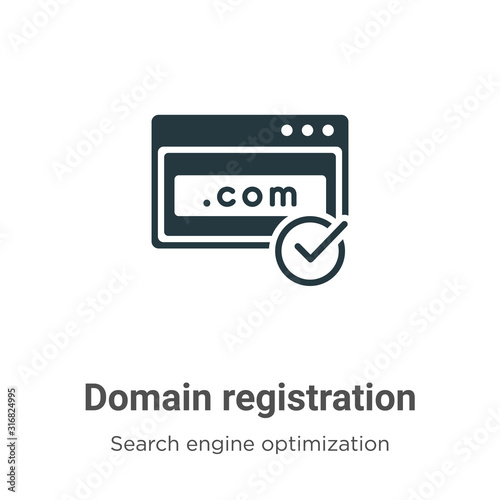 Domain registration glyph icon vector on white background. Flat vector domain registration icon symbol sign from modern search engine optimization collection for mobile concept and web apps design.