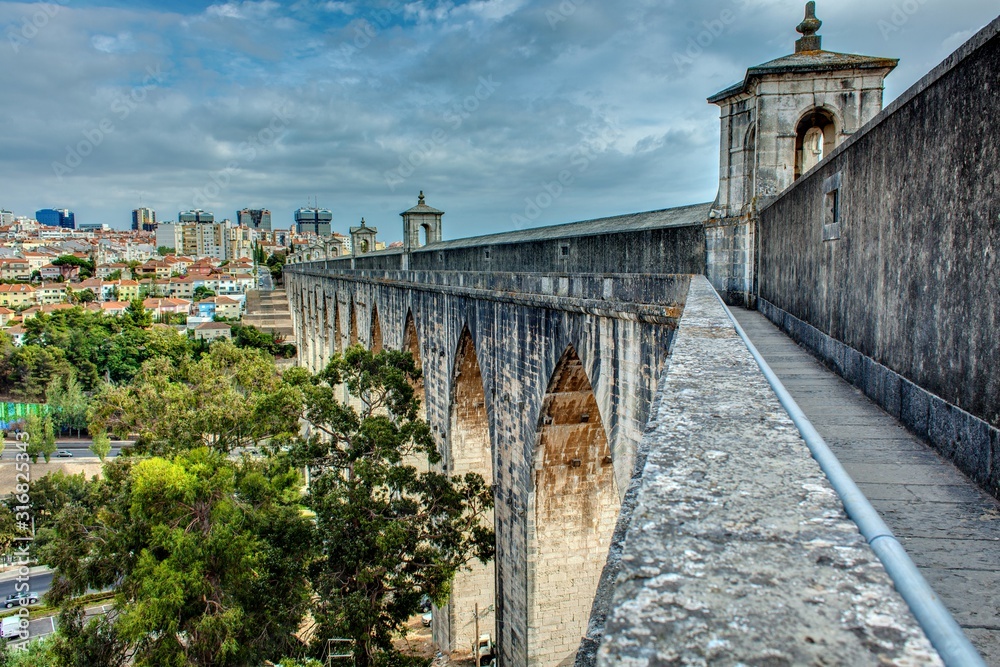 a view from the aqueduct of Lisbon