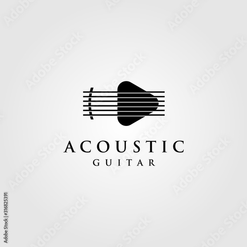 acoustic guitar logo vector play button symbol illustration design