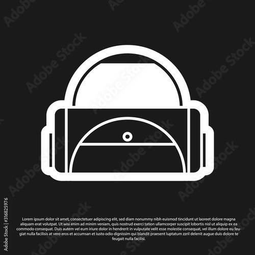 Black Sport bag icon isolated on black background. Vector Illustration
