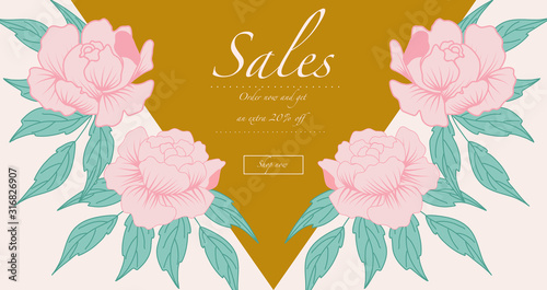 Ad banner with peonies