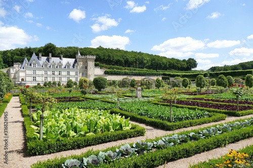 Billede på lærred Le château de Villandry vu depuis le jardin potager