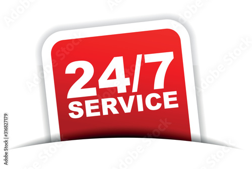 red vector banner 24/7 service