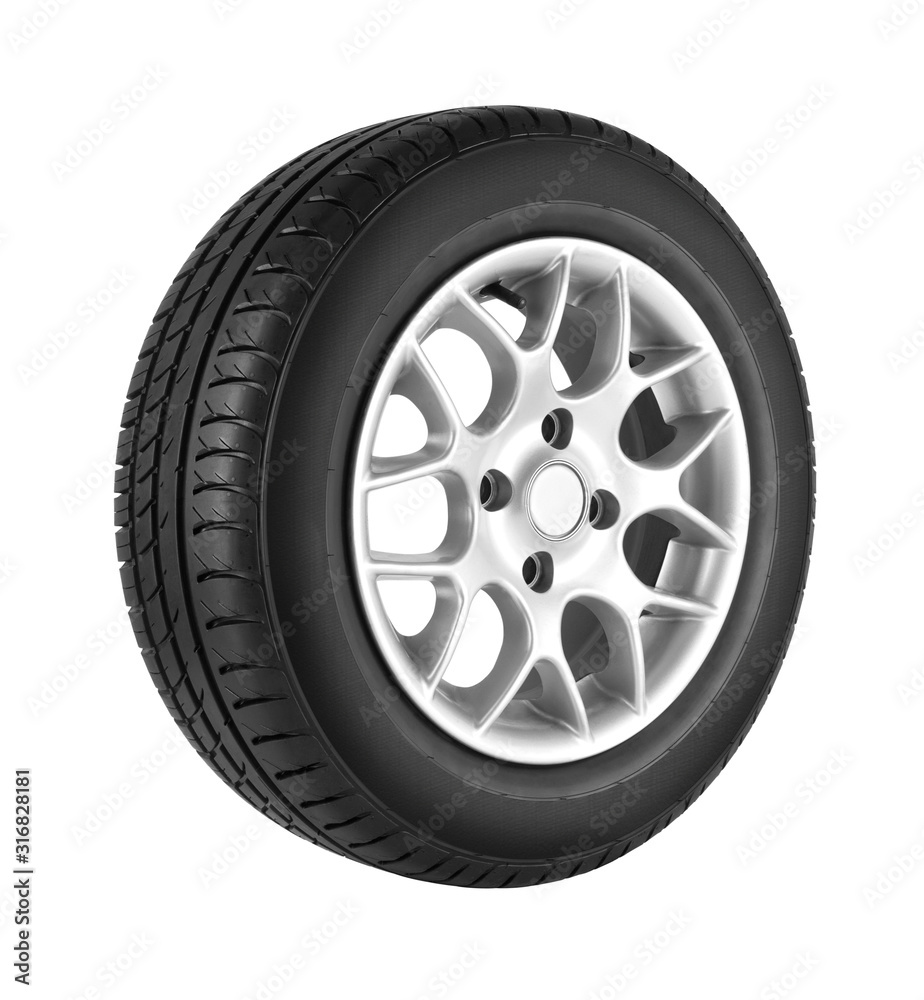 Car wheel on white background