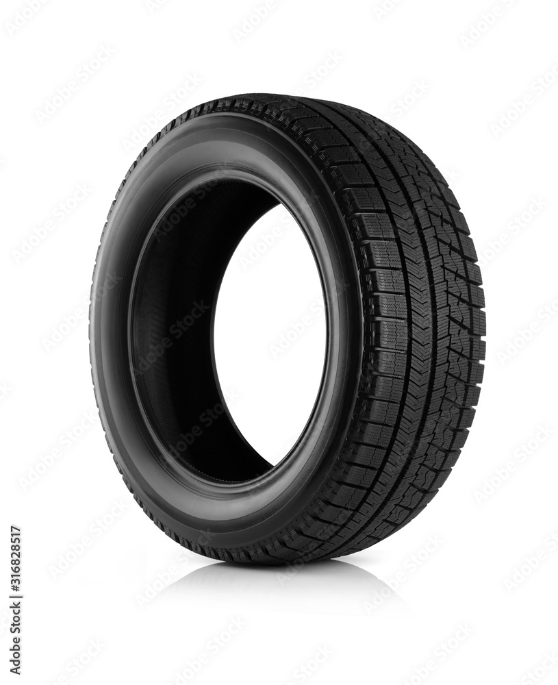 Car winter tires isolated on white background Car winter tires isolated on white background