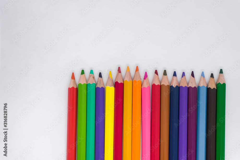 Color pencils isolated on white background.Close up. Color pencils isolated on white background.Close up.
