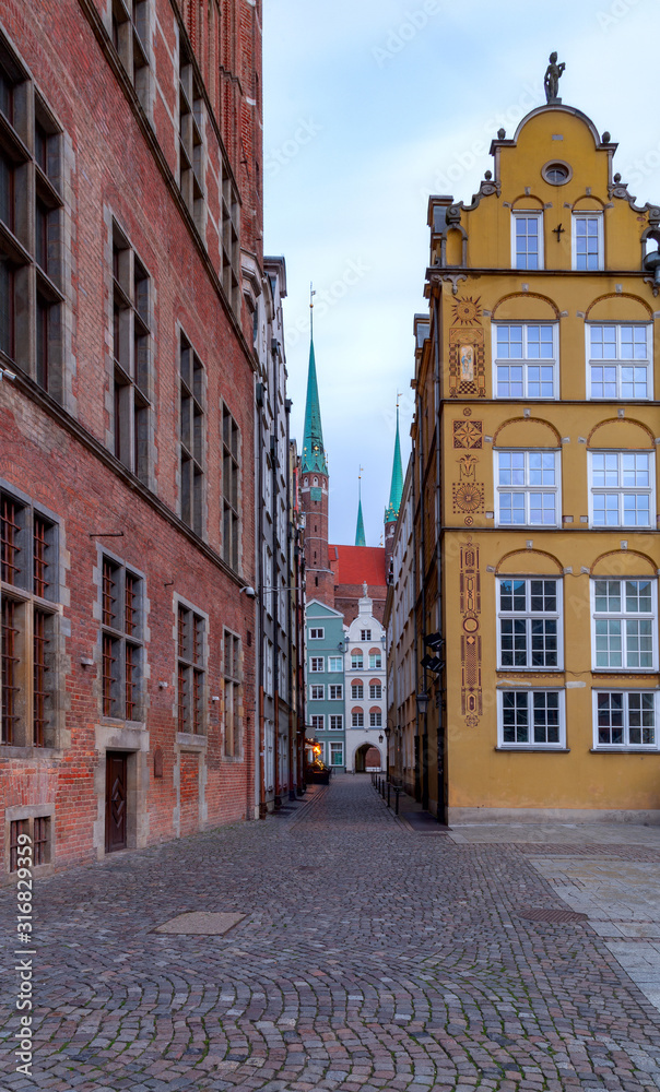 Gdansk. Old narrow medieval street.
