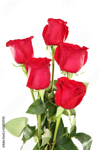 Bouquet of red roses isolated on white background