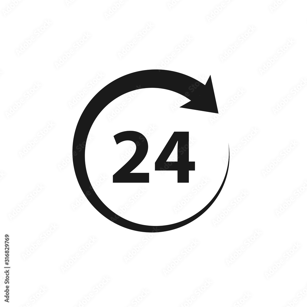 24 hours full rotation, vector. 24 hours full rotation, vector.