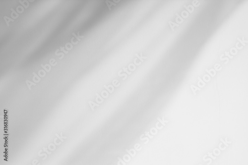 Organic drop diagonal shadow on a white wall. Overlay effect for photo, mock-ups, posters, stationary, wall art, design presentation 