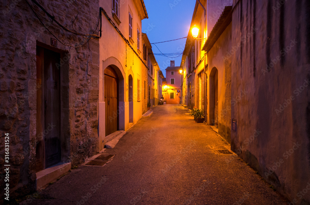 Streets of Acludia during the night, Mallorca