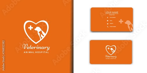 Professional veterinary clinic logo set with business card