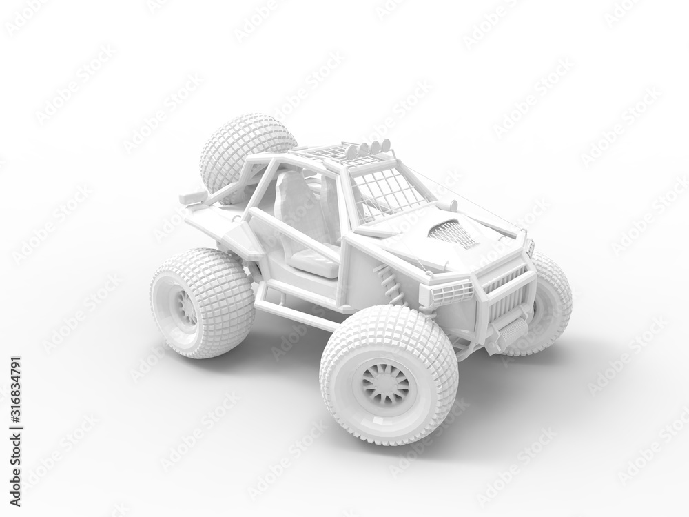 Fototapeta premium 3D rendering of a 4x4 offroad vehicle with big wheels isolated