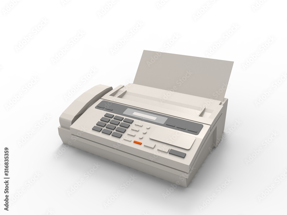 3D rendering of a fax isolated in white studio background 3D rendering of a fax isolated in white studio background