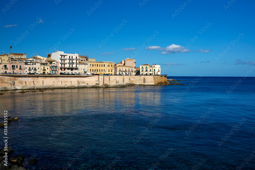 Island of Ortigia, oldest part of the beautiful baroque city of Syracuse in Sicily, Italy