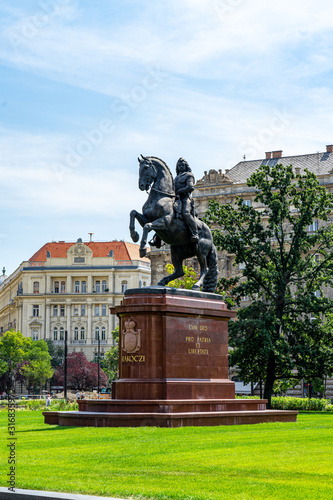 Rakoczi Ferenc equestrian statue in Budapest, Hungary.