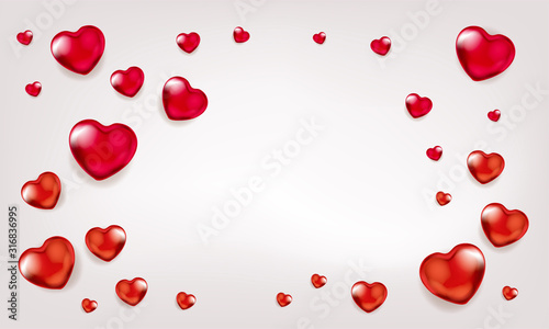 Gala background with red heart balloons