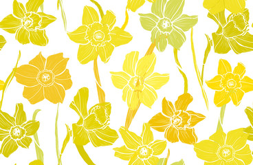 Fotobehang Geel patronen Romantisch bloemenpatroon vintage stijl  © Chantal