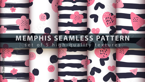 Memphis seamless pattern - set five items