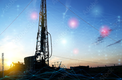 Fotografie well drilling and geophysical surveys for the search and production of oil and gas
