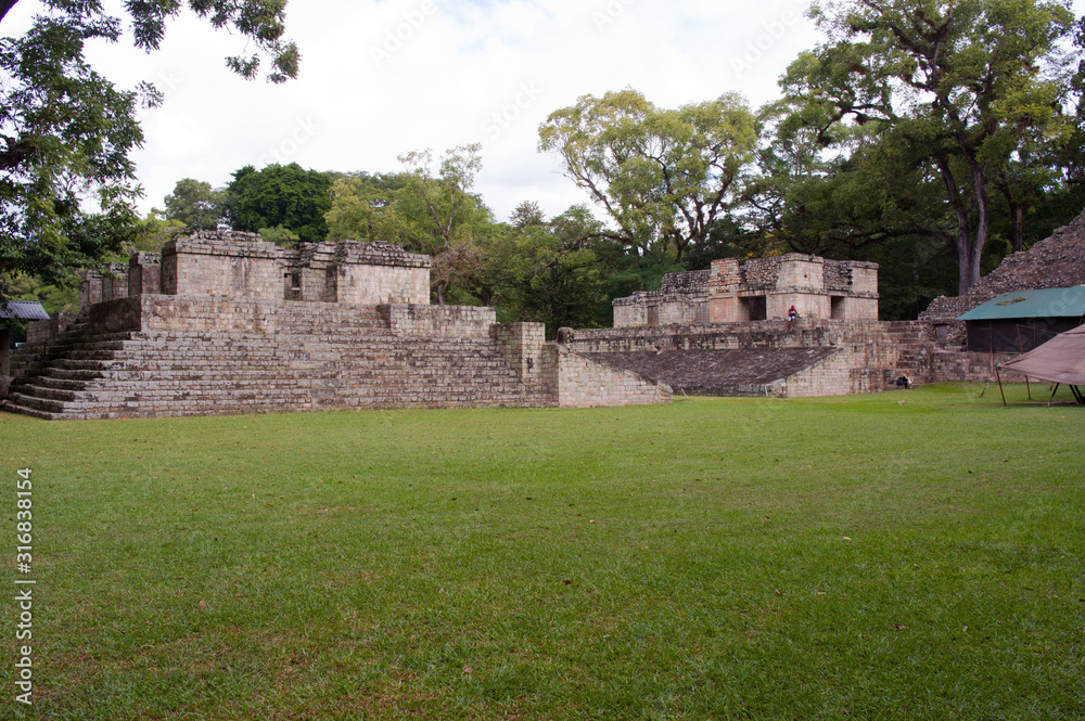 Ruin of ancient pyramid in Copan, Honduras