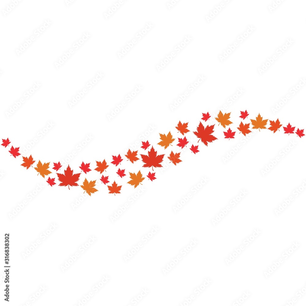 Vector illustration of autumn red, orange and yellow maple leaves on white background. Template for greeting card, poster, promotion, flyer, advertising, personal or company logo. Vector illustration of autumn red, orange and yellow maple leaves on white background. Template for greeting card, poster, promotion, flyer, advertising, personal or company logo.
