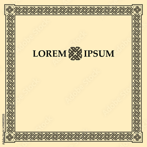 Suare frame with a celtic ornament. Vector. 