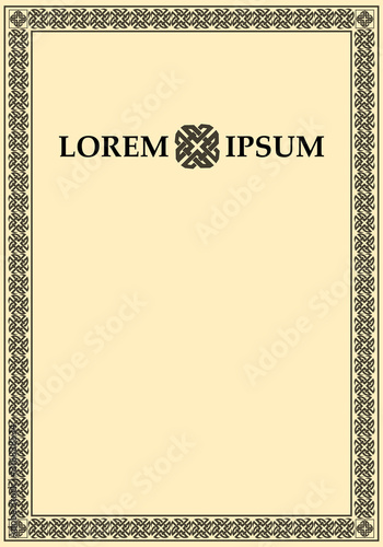 Rectangular frame with a celtic ornament. Vector.