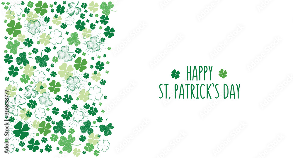 Clover set. St. Patrick's Day set. Hand drawn illustrations.