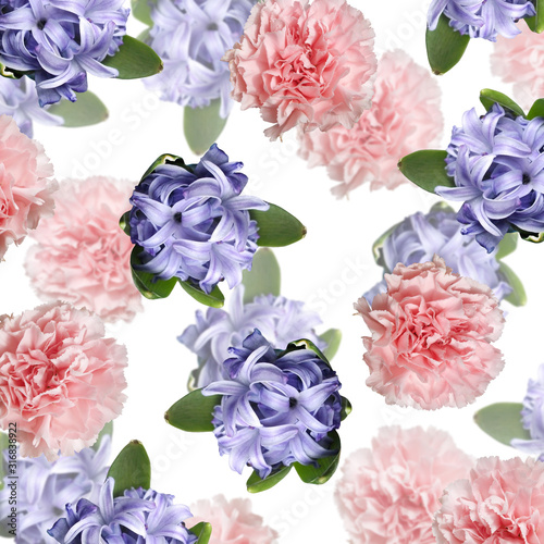 Beautiful flower background of carnation and hyacinth. Isolated © Ann-Mary