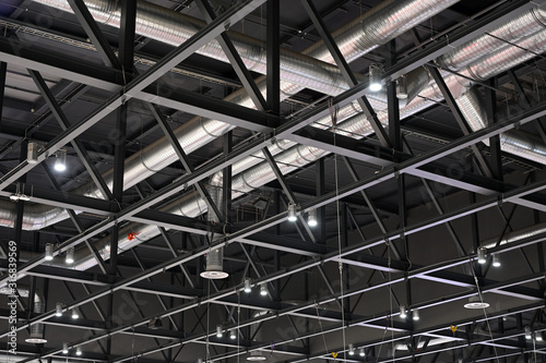 factory roof with lights and ventilation interior