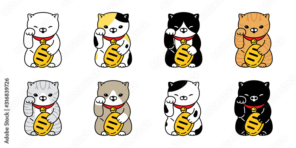 cat vector lucky cat japan Maneki Neko icon kitten calico logo symbol breed character cartoon illustration doodle design cat vector lucky cat japan Maneki Neko icon kitten calico logo symbol breed character cartoon illustration doodle design