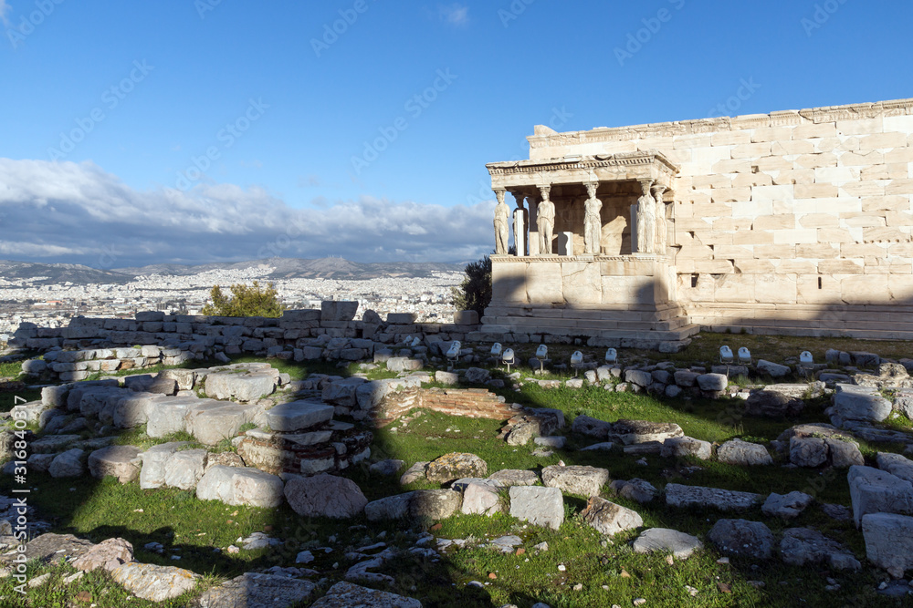 The Erechtheion at the Acropolis of Athens, Greece