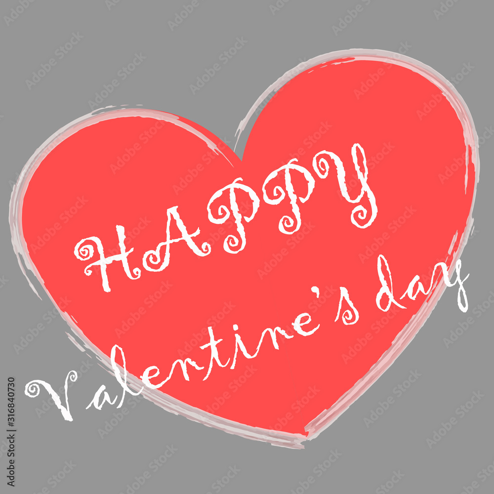 HAPPY VALENTINE'S DAY hand lettered card greeting,illustration EPS10