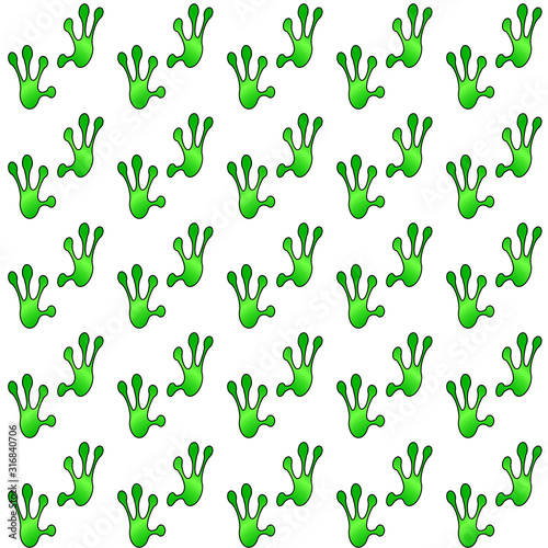 Repeating seamless frog feet pattern for design work or scrapbooking. Geometric vector stock illustration.