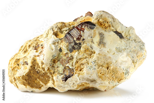 chondrodite from Koksha Valley, Afghanistan isolated on white background photo