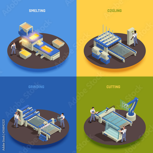 Glass Production Isometric Concept 