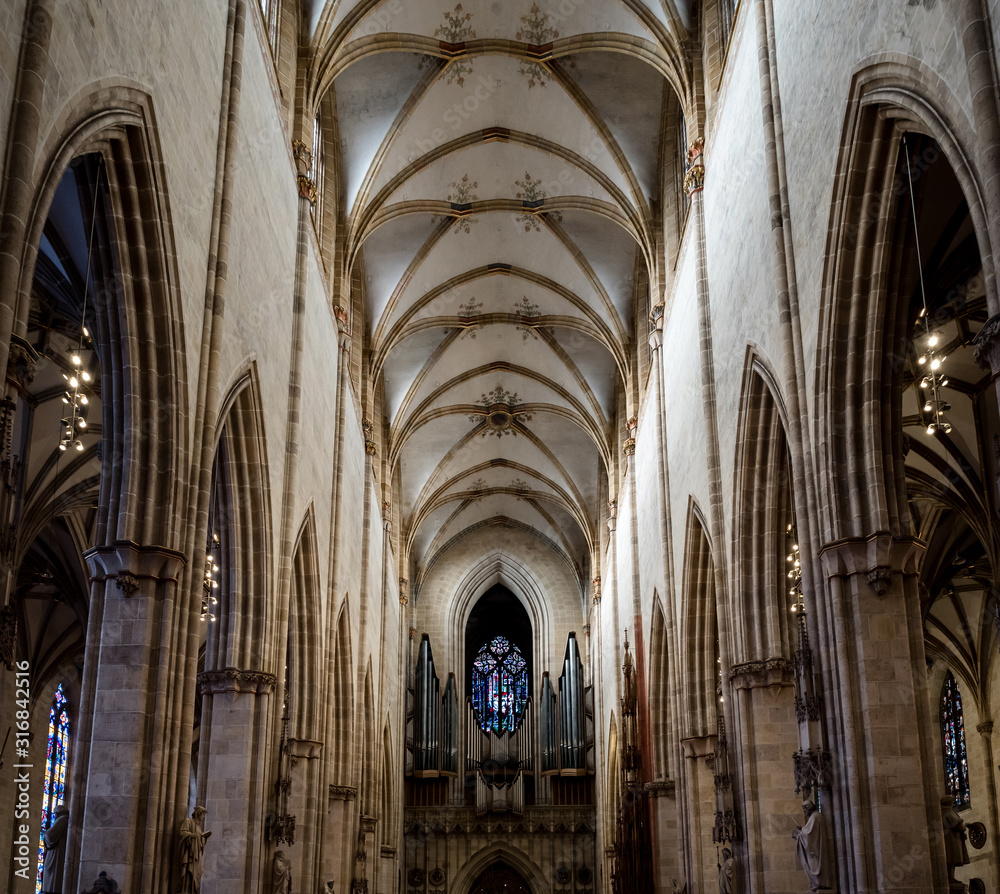 Stunning interior of the tallest cathedral in Germany, the cathedral of the city of Ulm.